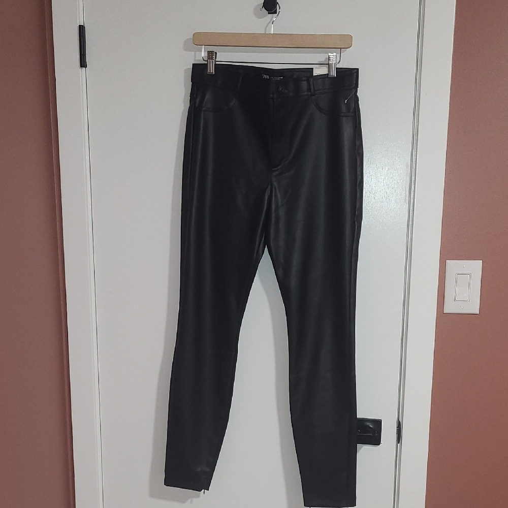 Zara Black Leather-Style Leggings